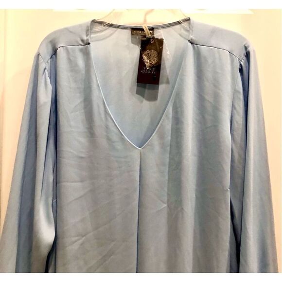 VINCE CAMUTO - NWT - L Sz 1X Pleated-Front Long Sleeve Tunic in "Light Chambray" - Picture 11 of 14